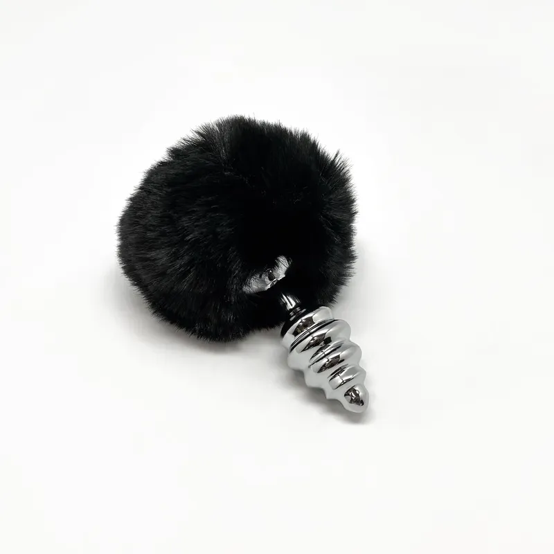 Анальна пробка з хвостиком Alive Fluffy Twist Plug S, метал, діаметр 2,8 см