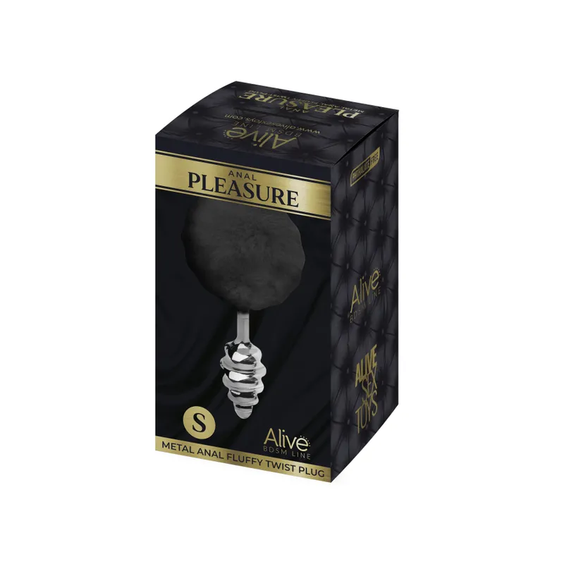 Анальна пробка з хвостиком Alive Fluffy Twist Plug S, метал, діаметр 2,8 см