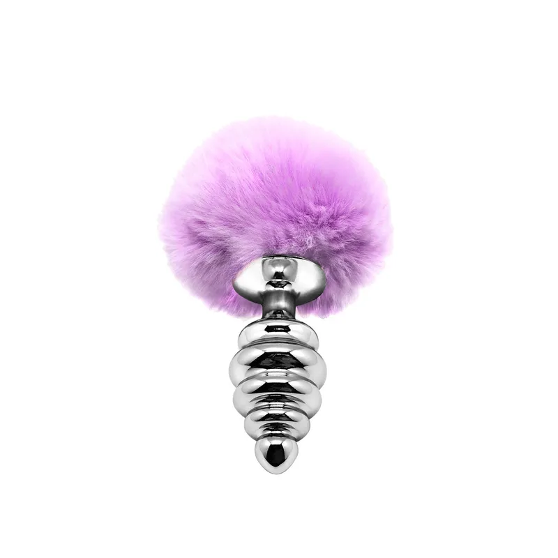 Анальна пробка з хвостиком Alive Fluffy Twist Plug M Purple, діаметр 3,2 см