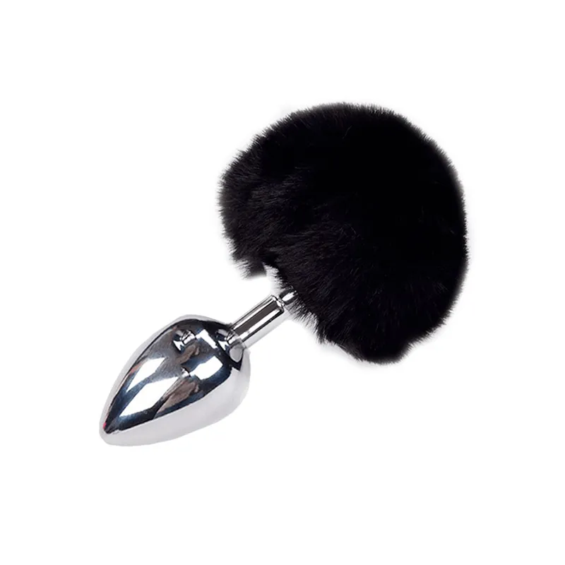 Металева анальна пробка з хвостиком Alive Fluffy Plug L Black, діаметр 3,9 см