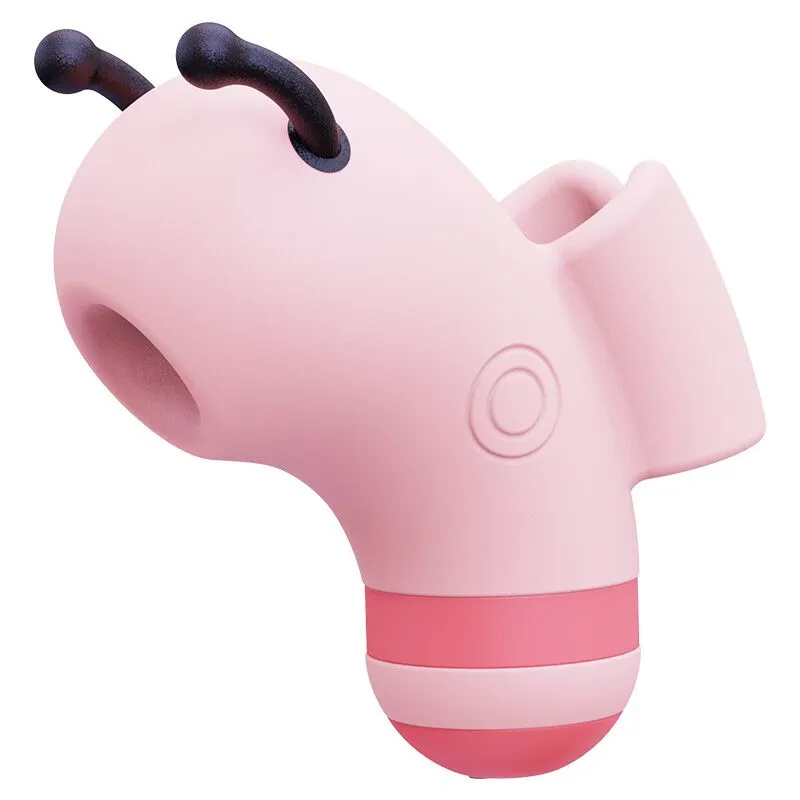 Вакуумний стимулятор з мікрострумом KISSTOY Beebe Pink на палець