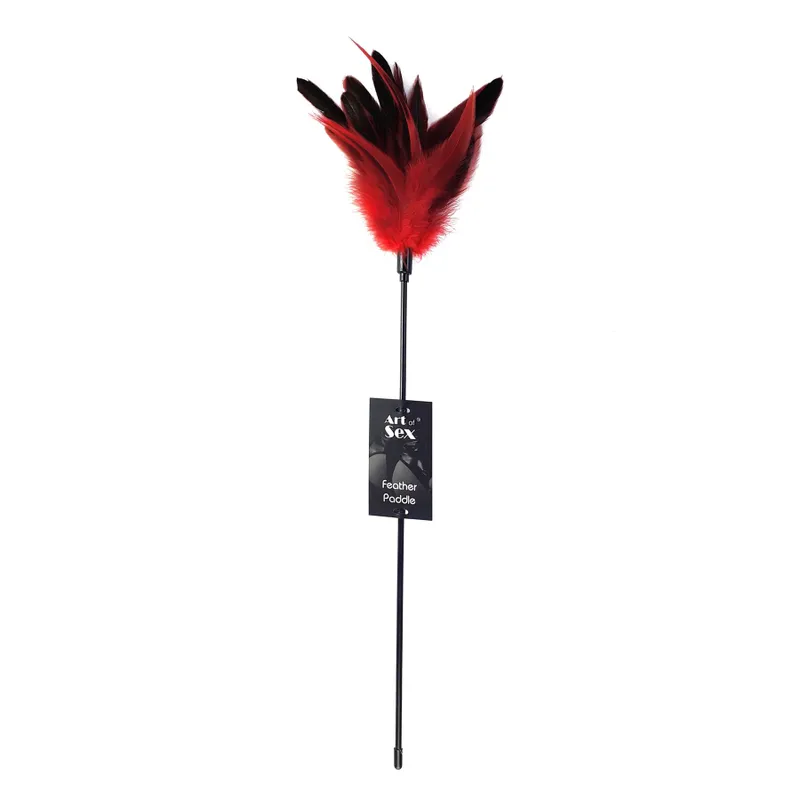 Щекоталка з пером півня Art of Sex – Feather Paddle, червона