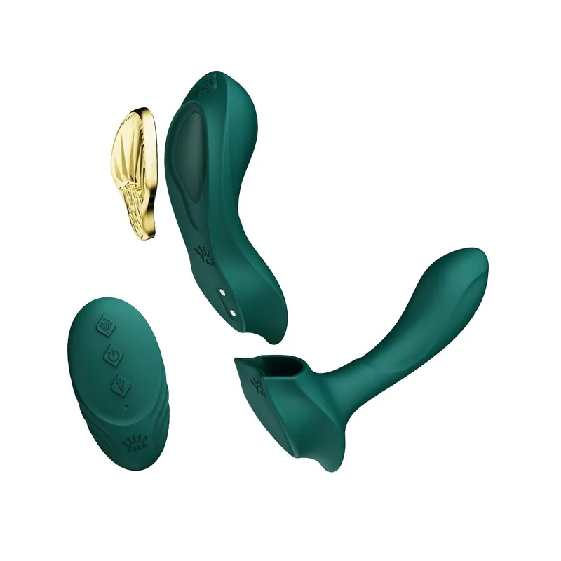 Смарт-вібратор у трусики Zalo — AYA Turquoise Green, з насадкою та пультом ДК