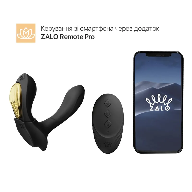 Смарт-вібратор у трусики Zalo — AYA Obsidian Black, насадка та пульт ДУ