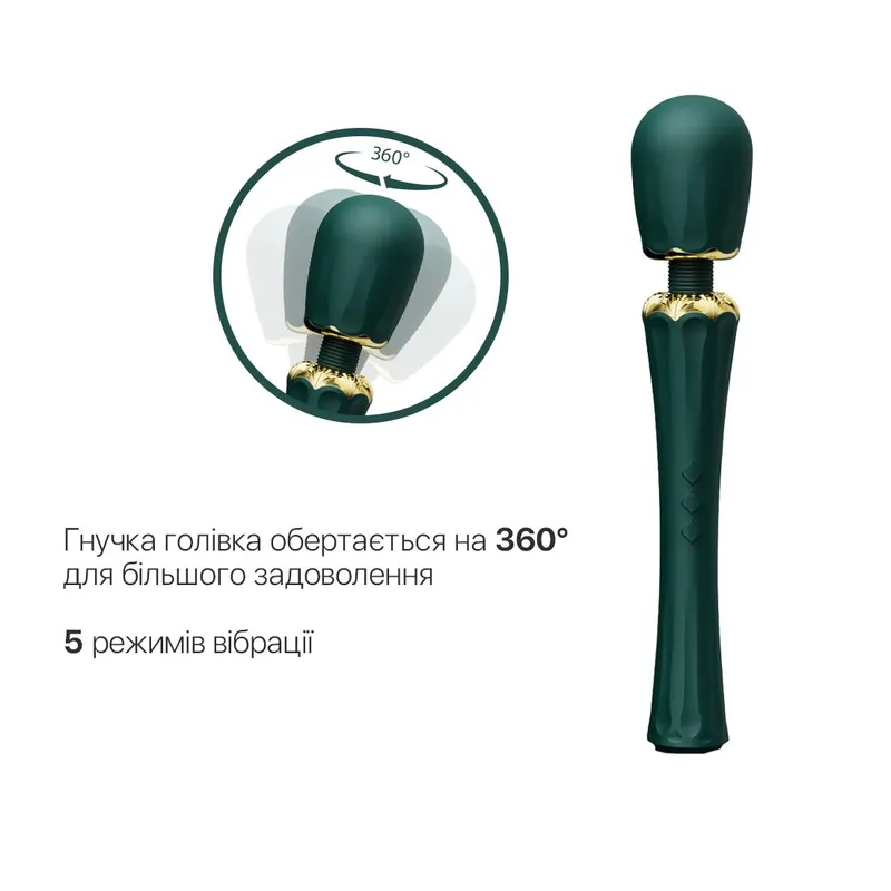 Вібромасажер-ванд Zalo Kyro Wand Turquoise Green з насадками
