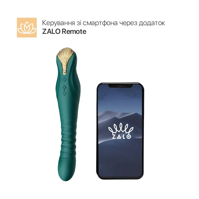 Смартвібратор-пульсатор Zalo — King Turquoise Green з кристалом Swarovski