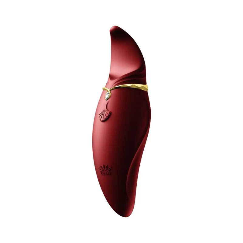 Вібратор 2в1 з язичком Zalo Hero Wine Red, кристал Swarovski