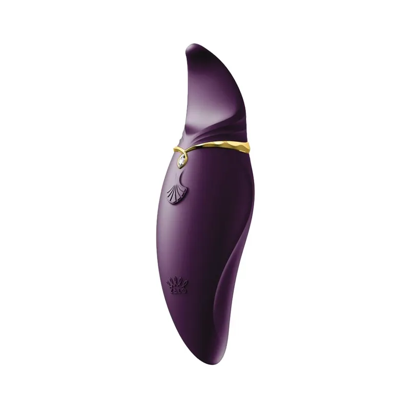 Вібратор 2в1 з язичком Zalo Hero Twilight Purple, кристал Swarovski