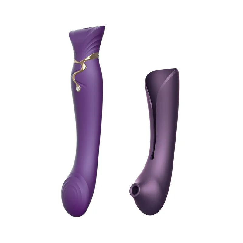 Смартвібратор 3в1 Zalo — Queen Set Twilight Purple з пульсівною перлиною та вакуумом