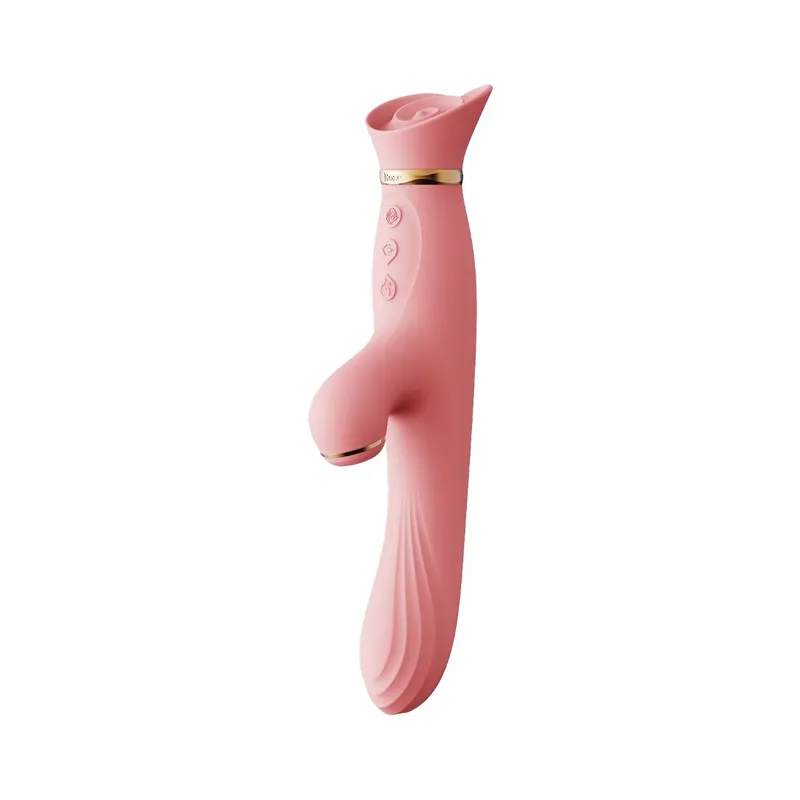 Вібратор Zalo ROSE Vibrator з підігрівом та вакуумною стимуляцією клітора, Strawberry Pink
