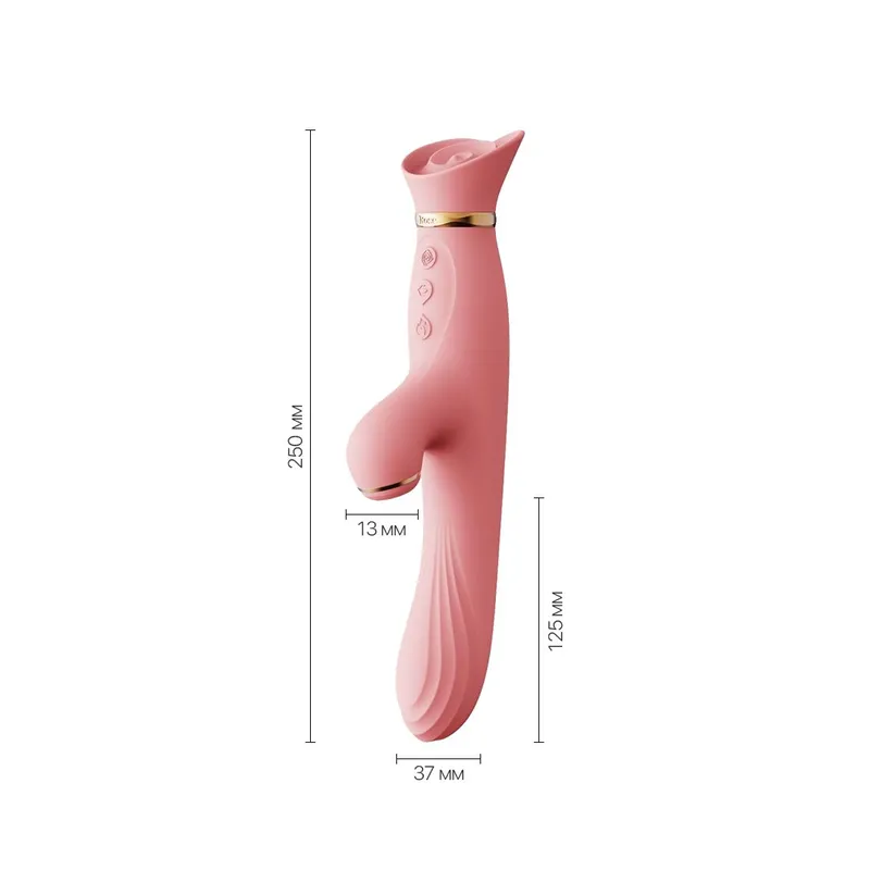 Вібратор Zalo ROSE Vibrator з підігрівом та вакуумною стимуляцією клітора, Strawberry Pink