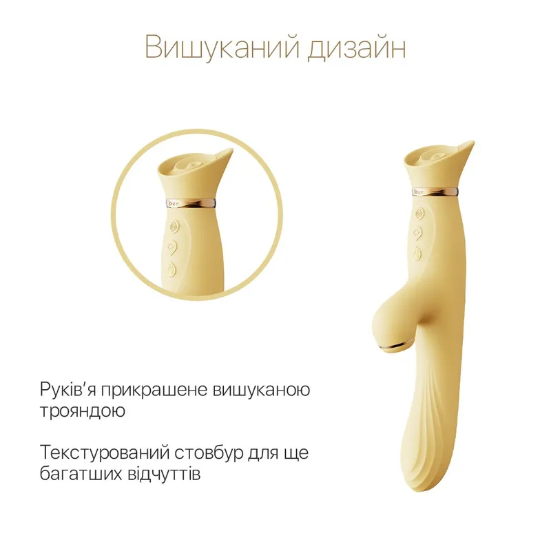 Вібратор Zalo ROSE Vibrator з підігрівом та вакуумною стимуляцією Lemon Yellow