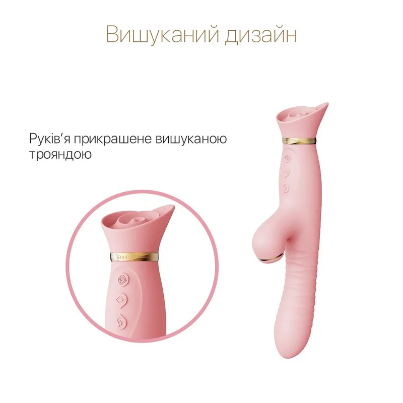 Пульсатор-вібратор Zalo ROSE Thruster Strawberry Pink з вакуумною стимуляцією клітора