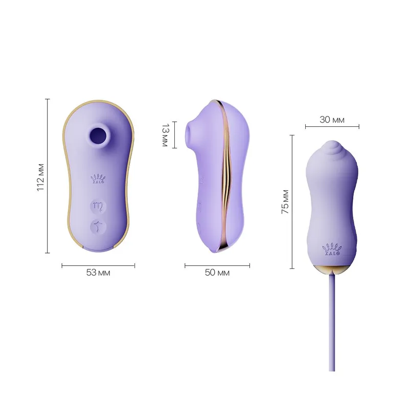 Набір 2в1 Zalo — UNICORN Violet: віброяйце та вакуумний стимулятор клітора