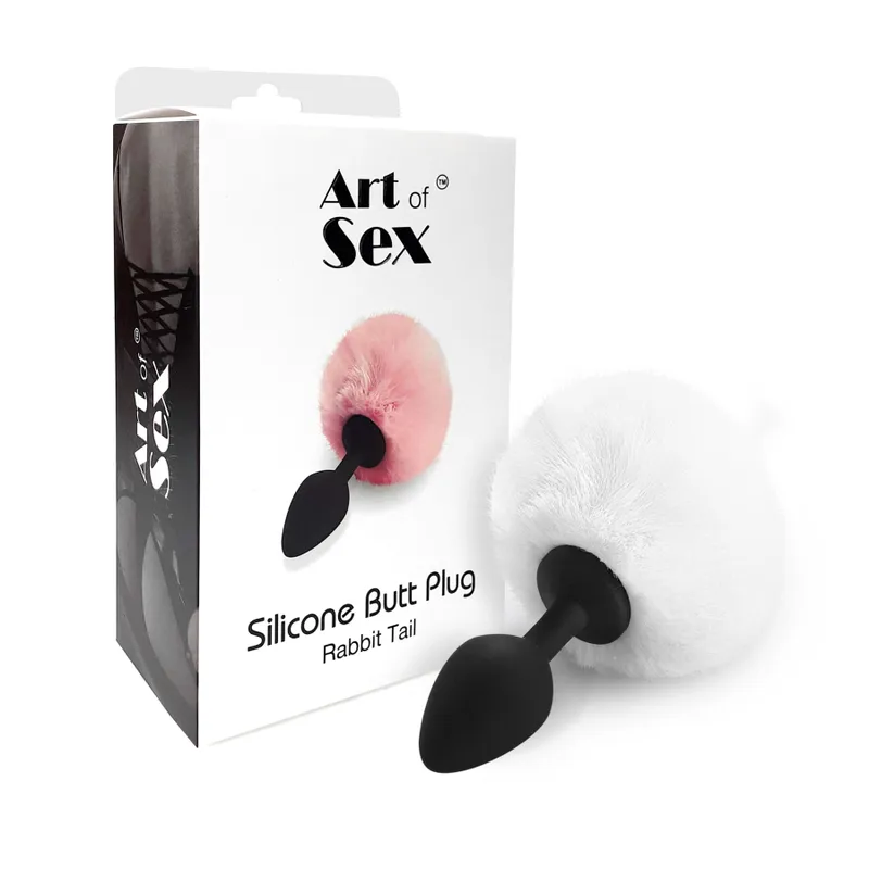 Анальна пробка Art of Sex Silicone Butt Plug Rabbit Tail White, діаметр 3,5 см