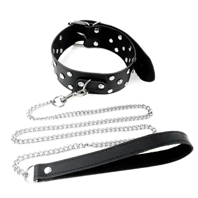 Нашийник з повідцем Art of Sex Jenna Collar with Leash, чорний, натуральна шкіра