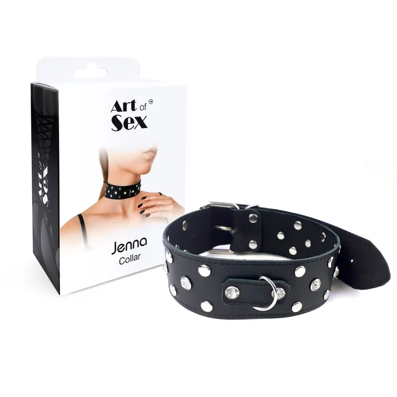 Нашийник Art of Sex Jenna Collar з натуральної шкіри, чорний