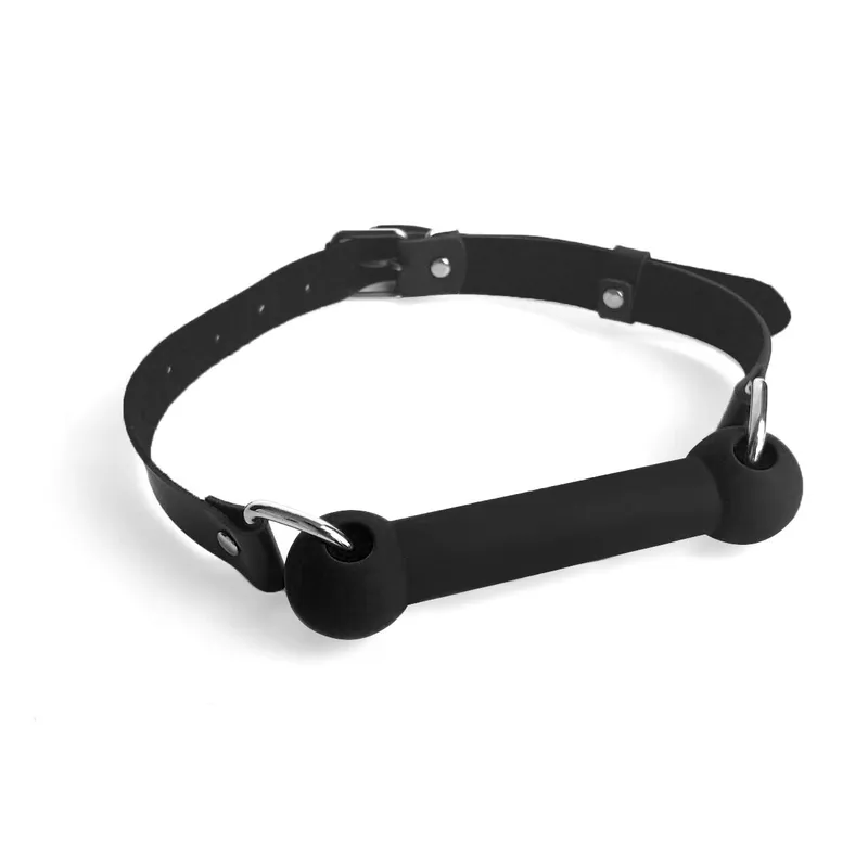 Кляп-палиця на ременях Art of Sex – Gag Stick Silicon, чорна, натуральна шкіра