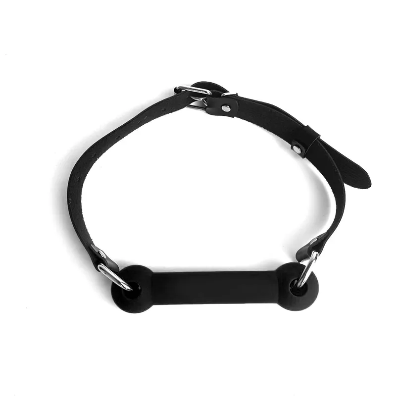 Кляп-палиця на ременях Art of Sex – Gag Stick Silicon, чорна, натуральна шкіра