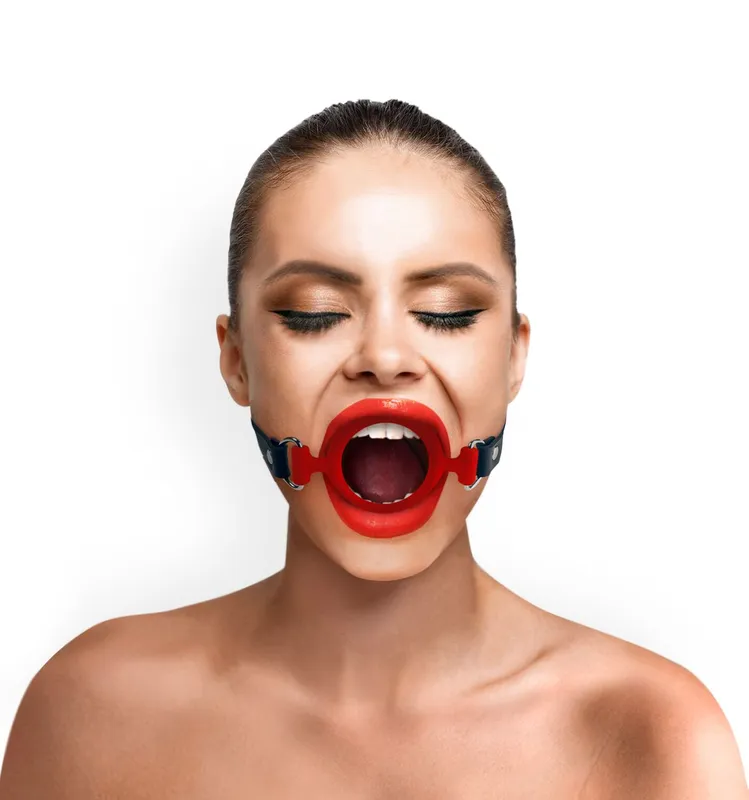 Кляп-розширювач Art of Sex – Gag ring, червоний, натуральна шкіра