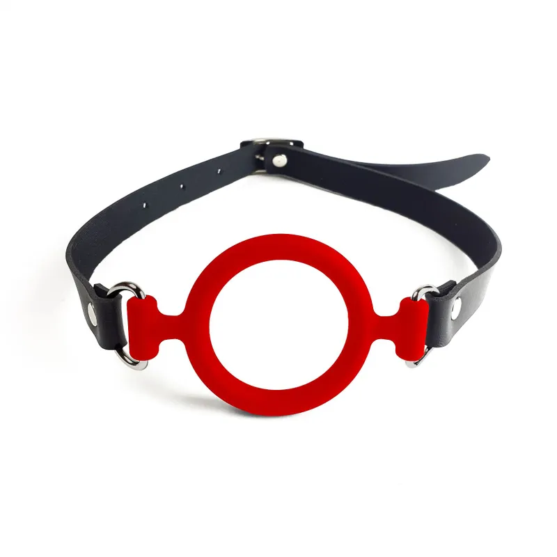 Кляп-розширювач Art of Sex – Gag ring, червоний, натуральна шкіра