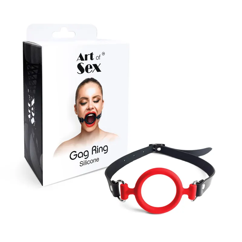 Кляп-розширювач Art of Sex – Gag ring, червоний, натуральна шкіра