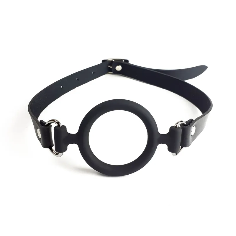Кляп-розширювач Art of Sex – Gag Ring, чорний, натуральна шкіра