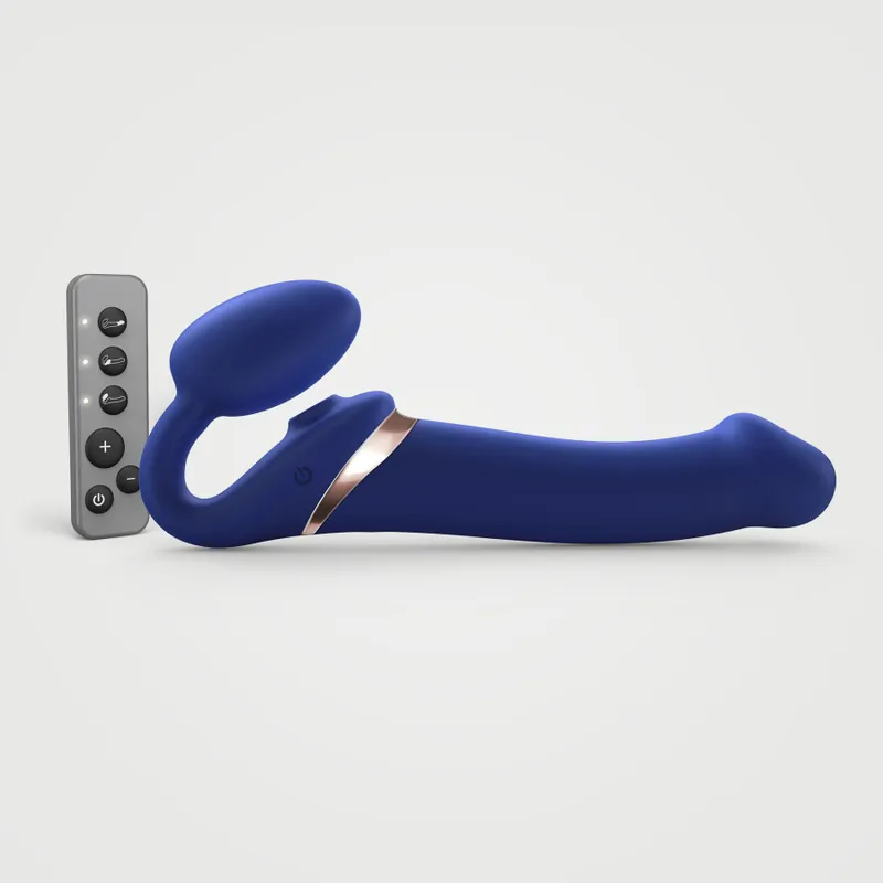 Безремінний вібрострапон Strap-On-Me MULTI ORGASM Blue L