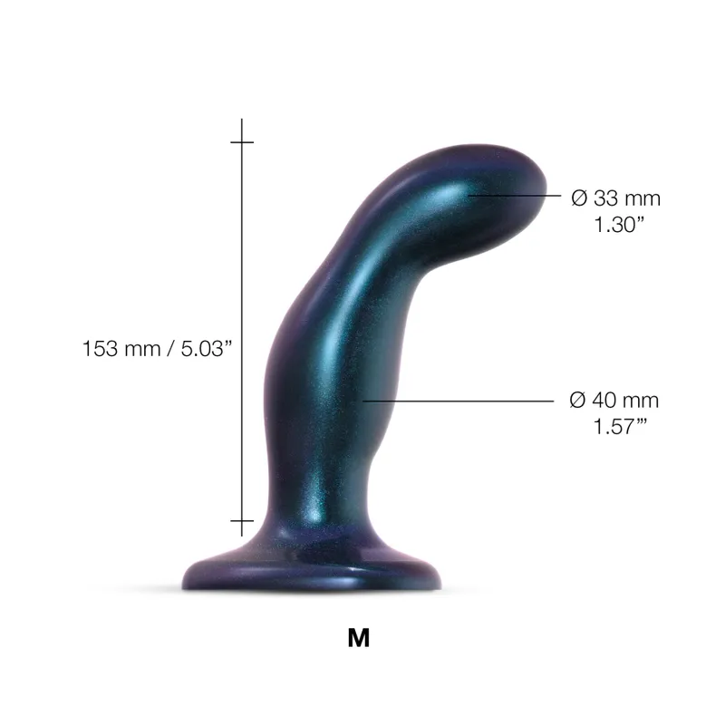 Дилдо-насадка Strap-On-Me DILDO PLUG SNAKY METALLIC BLUE, розмір M