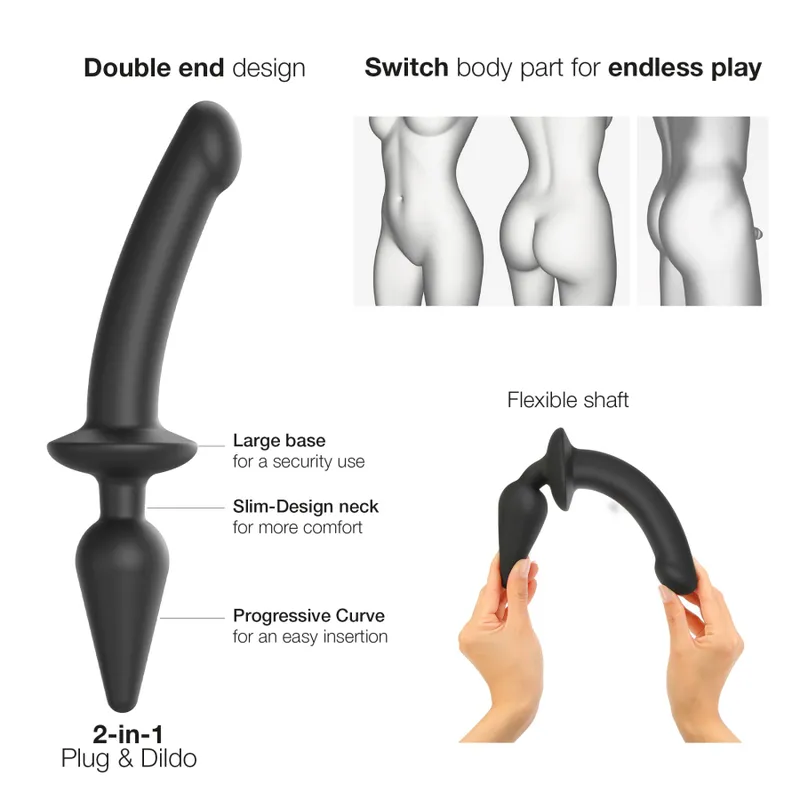 Анальна пробка з дилдо 2в1 Strap-On-Me SWITCH PLUG-IN SEMI-REALISTIC DILDO, розмір S