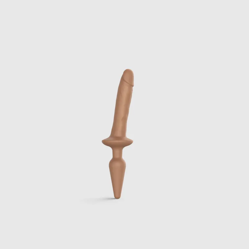 Анальна пробка з дилдо 2в1 Strap-On-Me SWITCH PLUG-IN REALISTIC DILDO Caramel S
