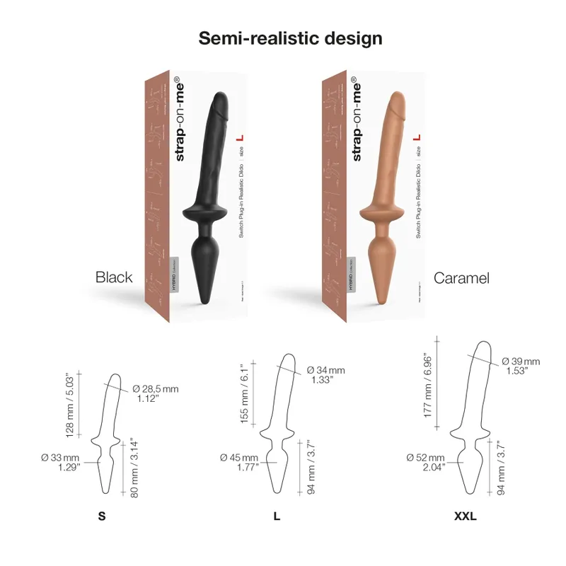 Анальна пробка з дилдо 2в1 Strap-On-Me SWITCH PLUG-IN REALISTIC DILDO Black L