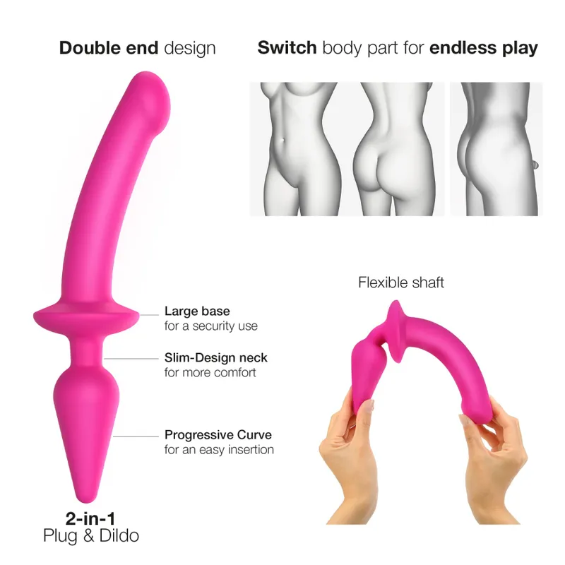 Анальна пробка з дилдо 2в1 Strap-On-Me SWITCH PLUG-IN SEMI-REALISTIC DILDO, розмір L