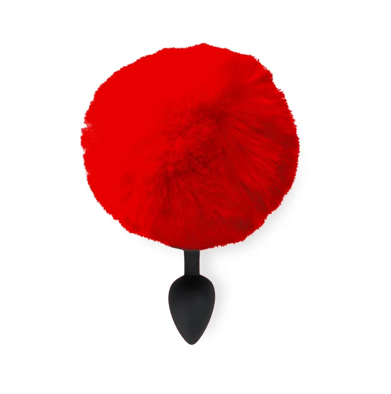 Анальна пробка М Art of Sex Silicone Butt Plug Rabbit Tail, червона, діаметр 3,5 см
