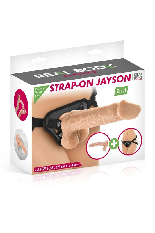 Страпон-трусики 2в1 Real Body — Jayson, тілесний, 21 см