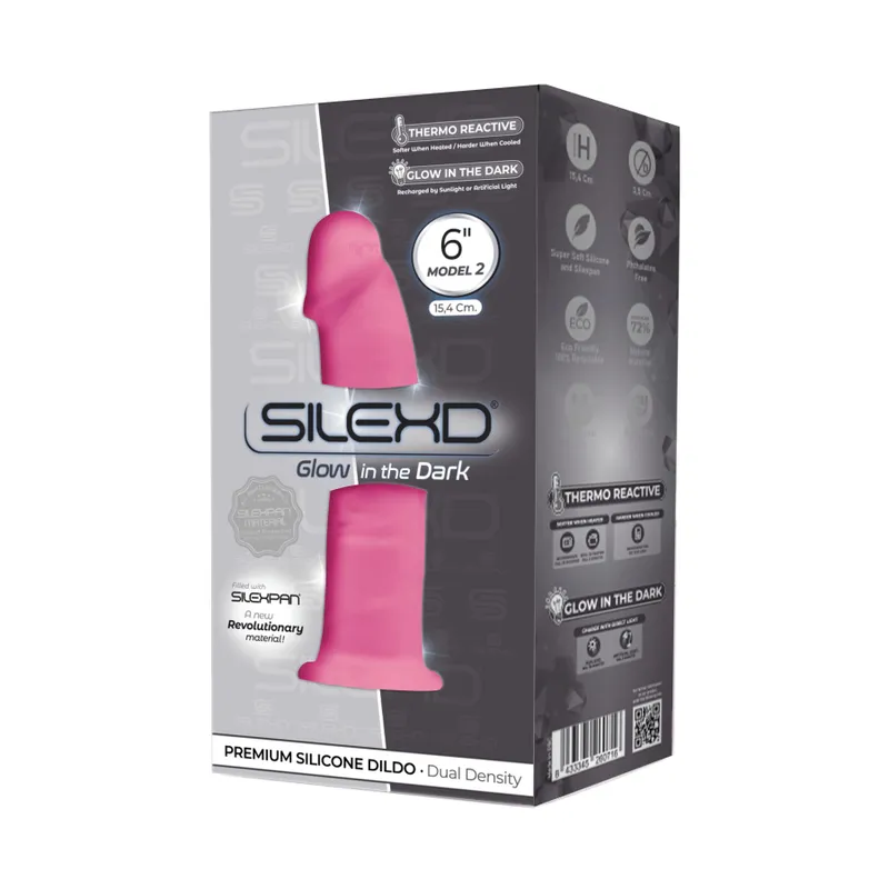 Фалоімітатор SilexD Robby Pink Glow in the dark, силікон+Silexpan, 15 см