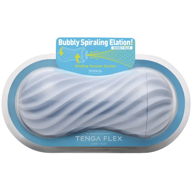 Мастурбатор Tenga FLEX Bubbly Blue із можливістю скручування та вакуумним ефектом
