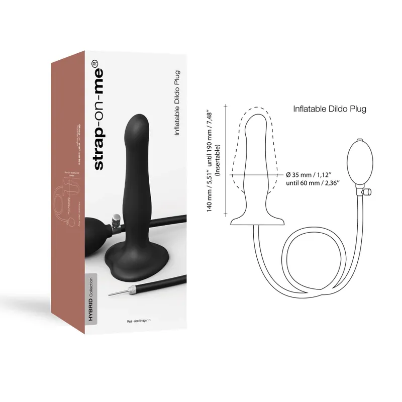 Надувний фалоімітатор Strap-On-Me INFLATABLE DILDO PLUG NOIR, діаметр до 6 см