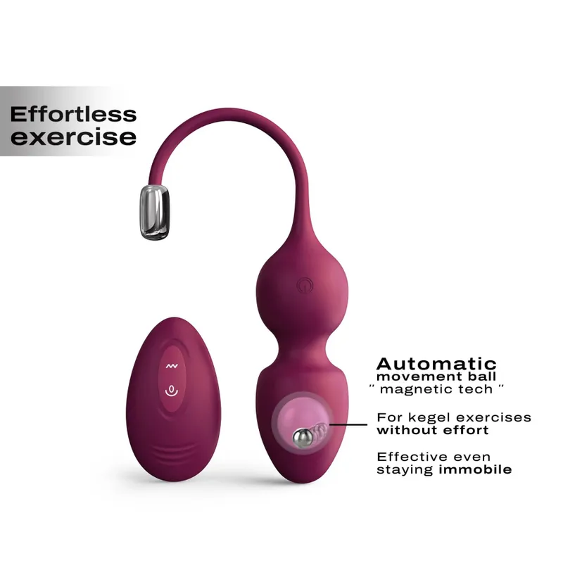 Вагінальні кульки Dorcel LOVE BALLS PLUM з вібрацією та рухом внутрішньої кульки, пульт ДК