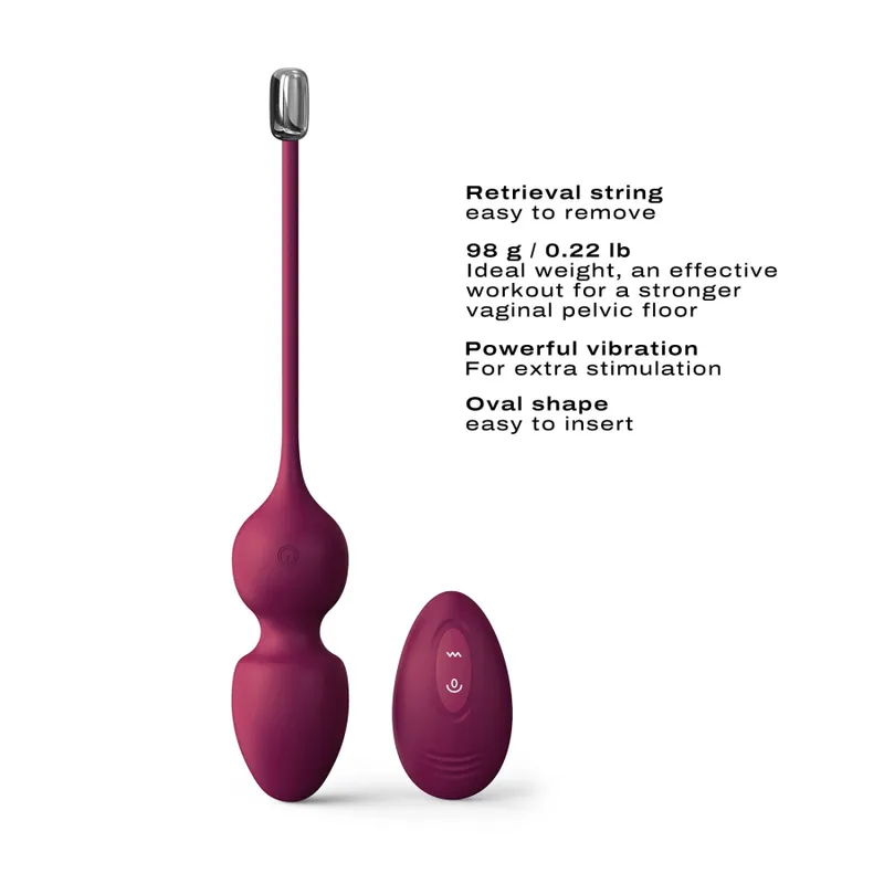 Вагінальні кульки Dorcel LOVE BALLS PLUM з вібрацією та рухом внутрішньої кульки, пульт ДК