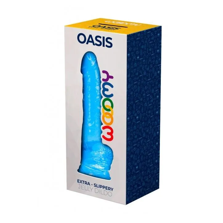 Фалоімітатор Wooomy Oasis з присоскою, блакитний, 20,6 см