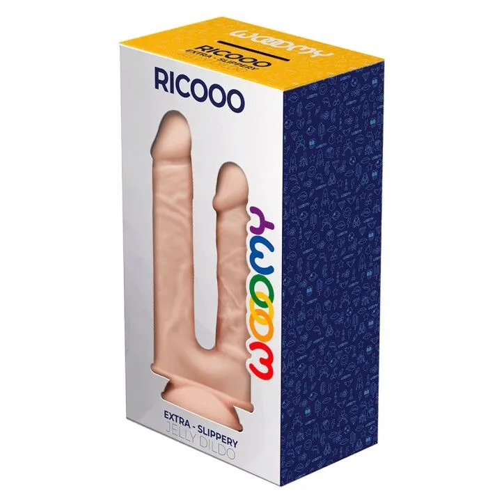 Подвійний фалоімітатор Wooomy Ricooo, з присоскою, тілесний