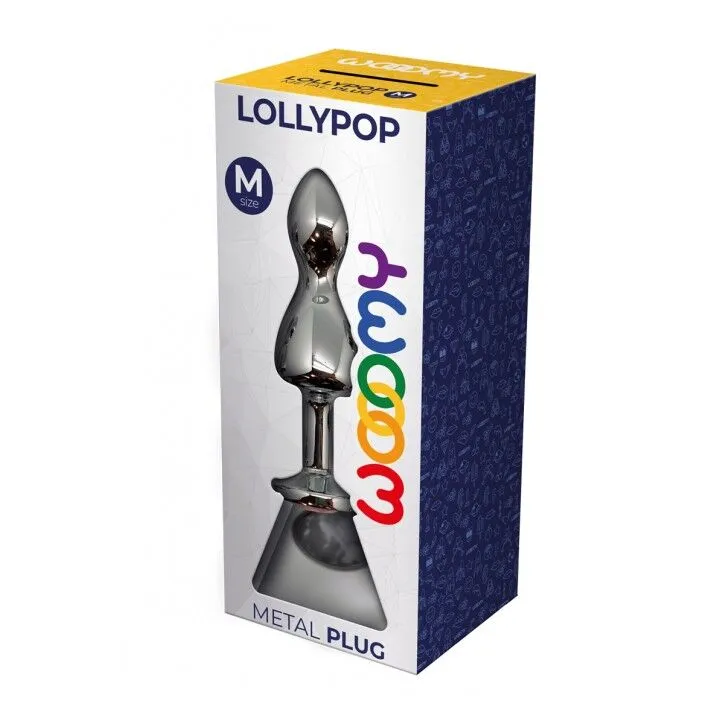 Анальна пробка Wooomy Lollypop Double Ball Metal Plug M, темне срібло