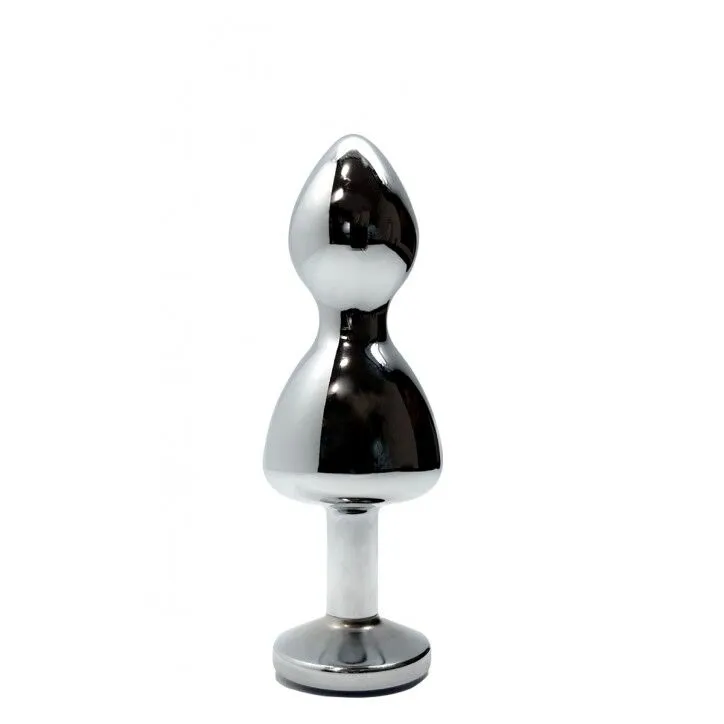 Металева анальна пробка Wooomy Lollypop Double Ball Metal Plug Red S, червоний кристал