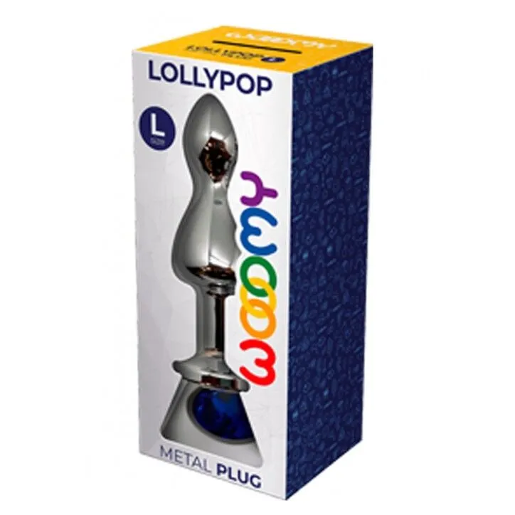Металева анальна пробка Wooomy Lollypop Double Ball Metal Plug Blue L, довжина 10,5 см