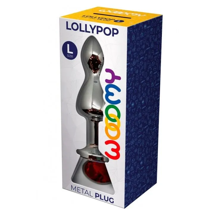 Металева анальна пробка Wooomy Lollypop Double Ball Metal Plug Red L