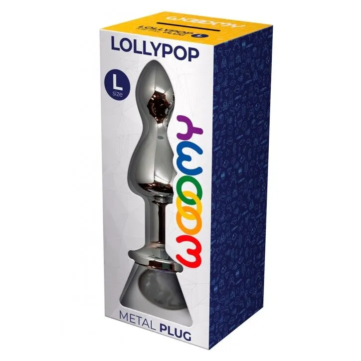 Металева анальна пробка Wooomy Lollypop Double Ball Metal Plug L, темне срібло