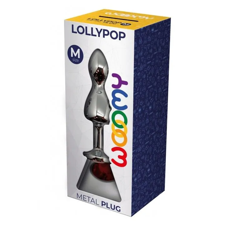 Металева анальна пробка Wooomy Lollypop Double Ball Metal Plug Red M