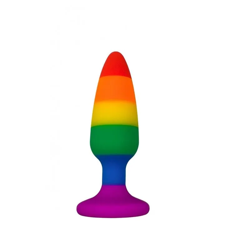 Силіконова анальна пробка Wooomy Hiperloo Silicone Rainbow Plug S, райдужна, 9 см