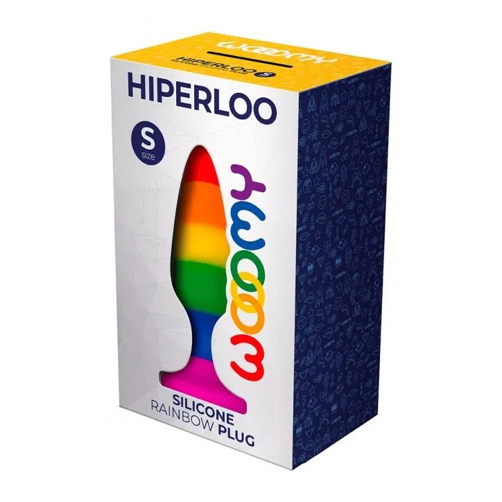 Силіконова анальна пробка Wooomy Hiperloo Silicone Rainbow Plug S, райдужна, 9 см